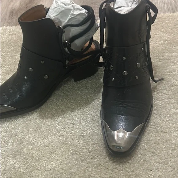 Free People Rory Studded Black and Silver Ankle Boots - Picture 3 of 8